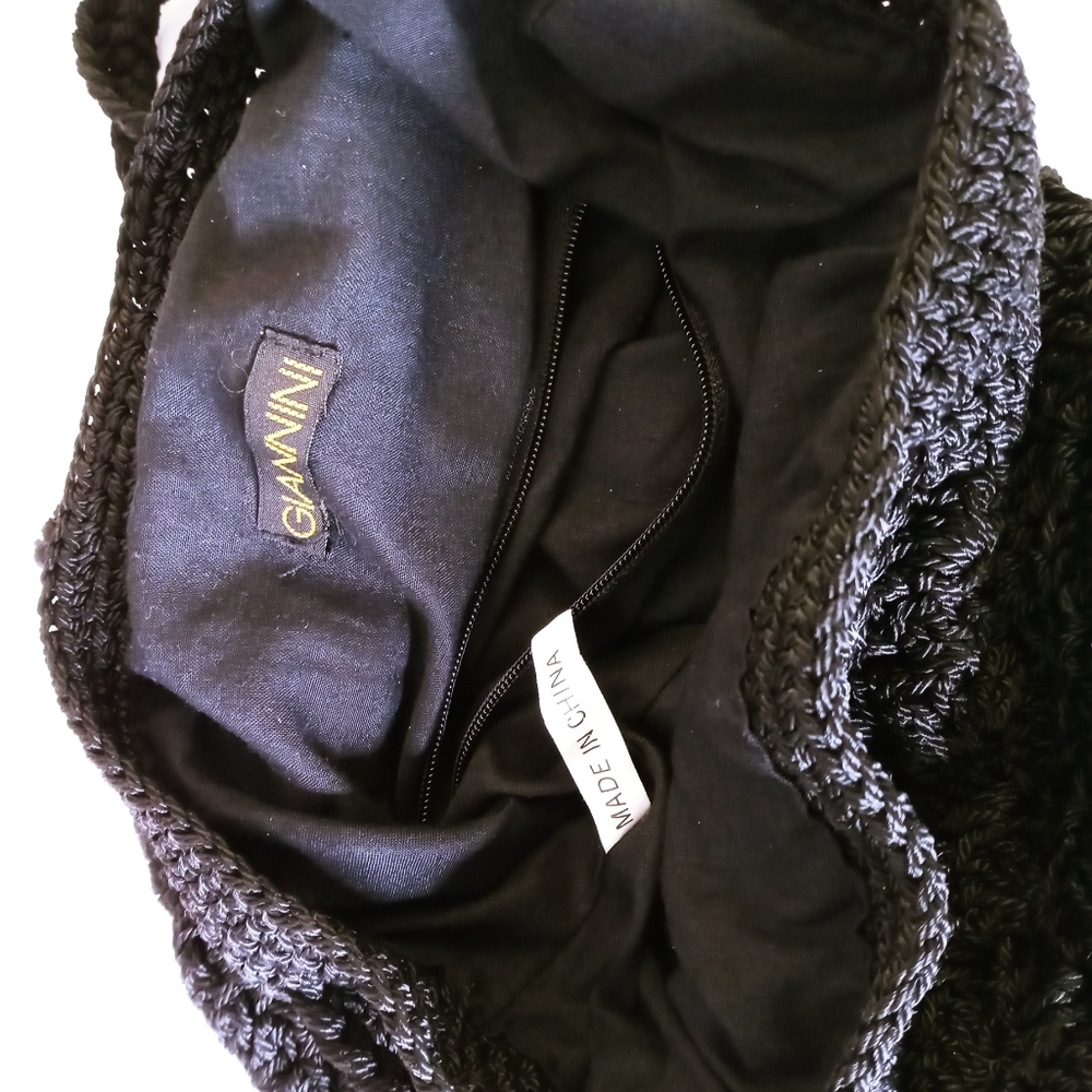 Giannini Black Mini Crocheted Drawstrings Shoulde… - image 2